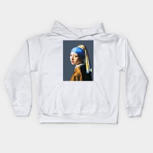 A girl with a pearl earring pop art Kids Hoodie